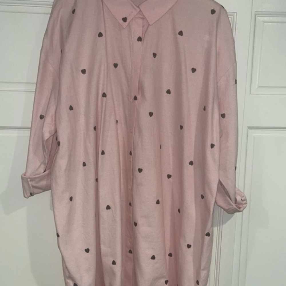 Eloquii Pink Heart Patterned Button-Up Dress - Picture 4 of 4